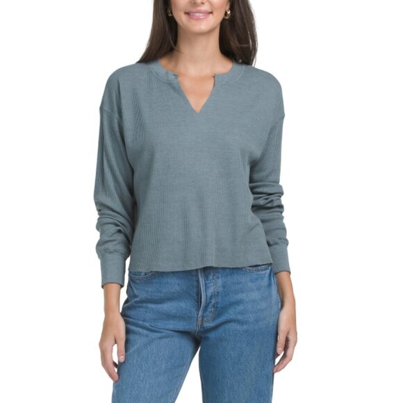 MICHAEL STARS Slate Delia Boxy Thermal Top - Picture 1 of 2